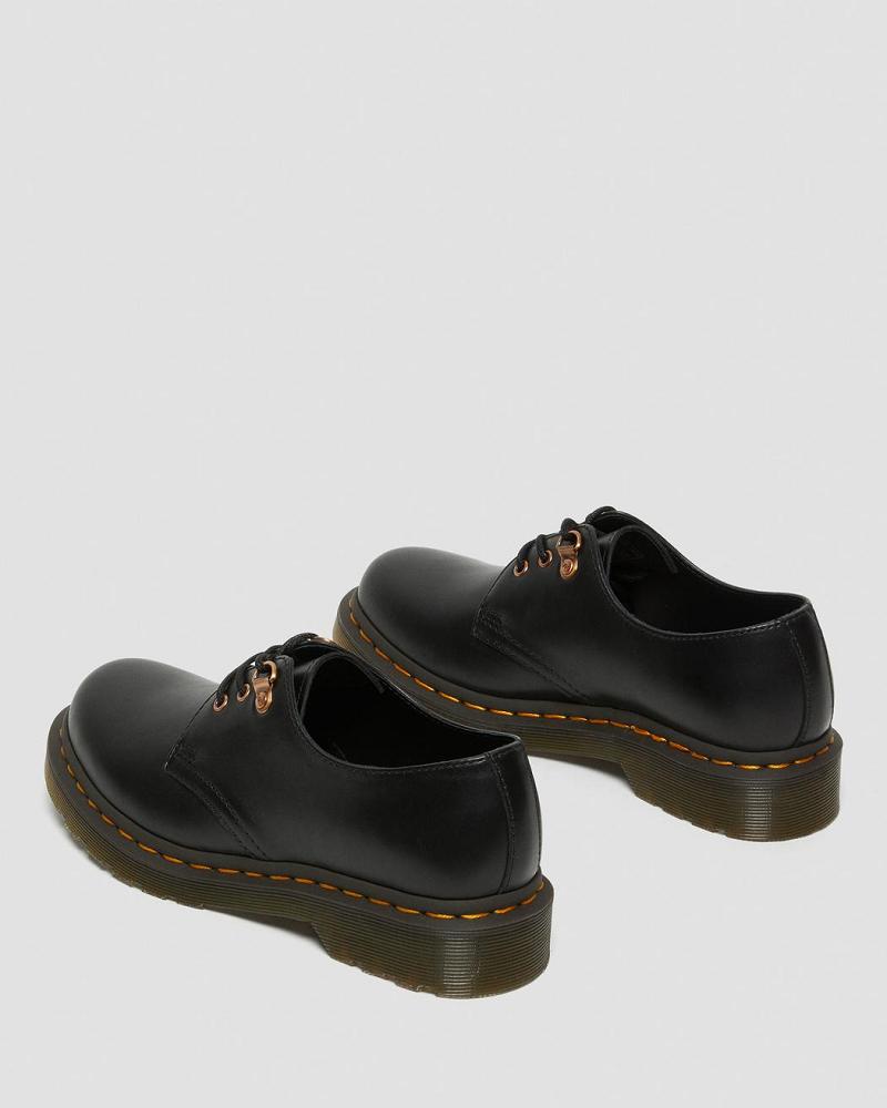 Dr Martens 1461 Rose Gold Hardware Leren Oxford Schoenen Dames Zwart | NL 427WNB